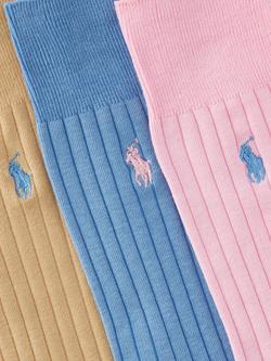 Ralph Lauren Ribbed Cotton Blend Trouser Socks, Pack of 3 - view 2, Pink Mid