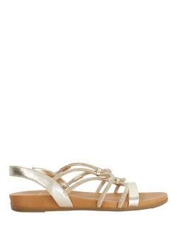 Dune London Lyrically Strappy Leather Sandals, Gold, Gold
