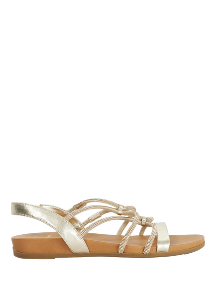 Dune London Lyrically Strappy Leather Sandals, Gold, Gold