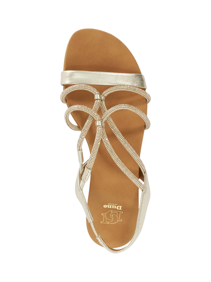 Dune London Lyrically Strappy Leather Sandals, Gold - view 2, Gold