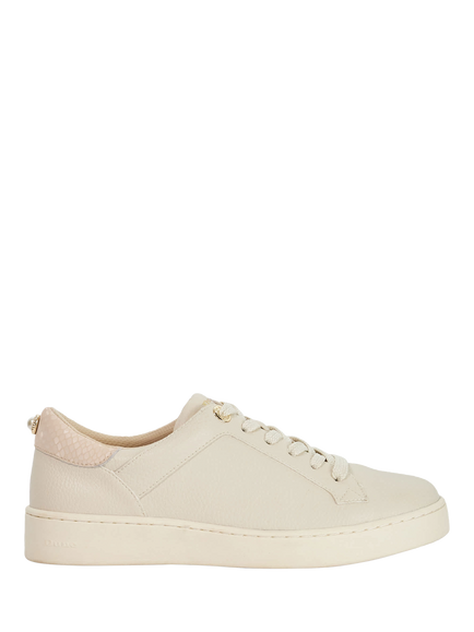 Dune London Emba Lace Up Trainers, Cream
