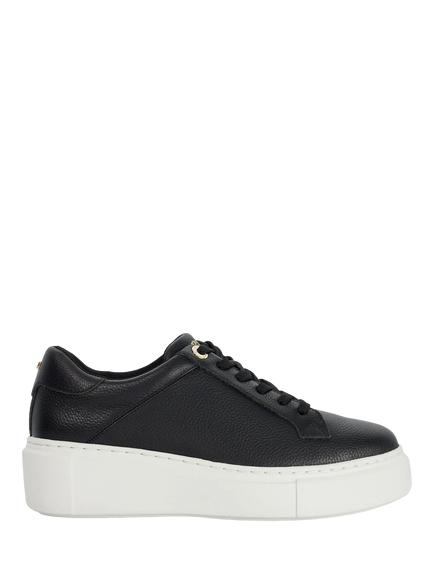 Dune London Evienne Flatform Leather Trainers, Black