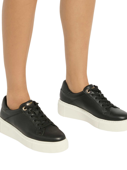 Dune London Evienne Flatform Leather Trainers - view 2, Black