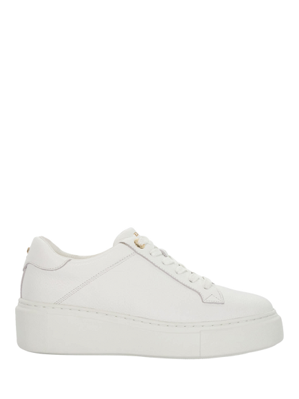 Dune London Evienne Flatform Leather Trainers, White