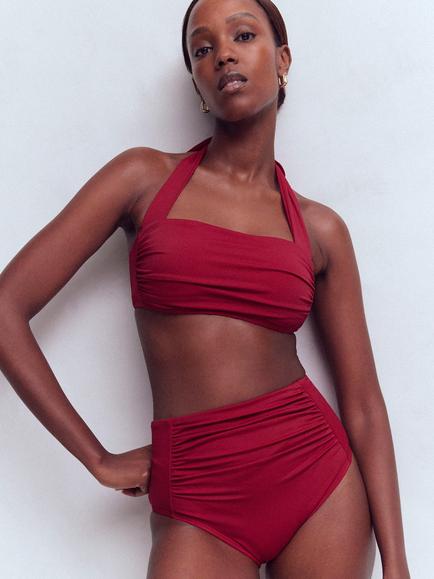 Boden Kythira Ruched Bikini Top, Red