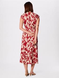 Whistles Blurred Floral Print Midi Dress, Red/Multi - view 2, Red/Multi