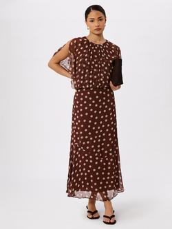 Whistles Petite Polka Maxi Dress, Brown/Multi, Brown/Multi