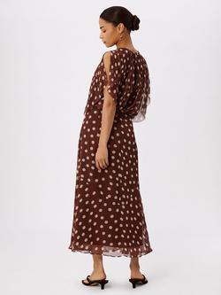 Whistles Petite Polka Maxi Dress, Brown/Multi - view 2, Brown/Multi