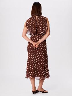 Whistles Split Sleeve Polka Dot Midi Dress, Brown/Multi - view 2, Brown/Multi