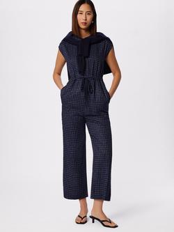 Whistles Petite Grid Print Jumpsuit, Blue/Multi, Blue/Multi