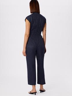 Whistles Petite Grid Print Jumpsuit, Blue/Multi - view 2, Blue/Multi