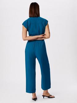 Whistles Tie Waist Cropped Jumpsuit containing LENZING™ ECOVERO™ Viscose, Teal - view 2, Teal