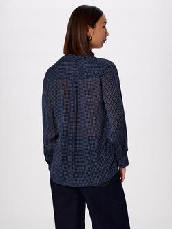 Whistles Grid Print Long Sleeve Shirt, Navy/Multi - view 2, Navy/Multi