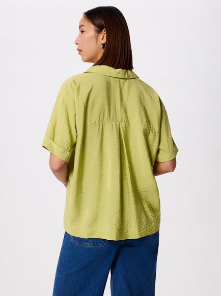 Whistles Sasha Relaxed Polo Collar Top containing LENZING™ ECOVERO™ Viscose - view 2, Pale Green