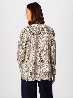 Whistles Zebra Print Shirt containing LENZING™ ECOVERO™ Viscose, Brown/Multi - view 2, Brown/Multi