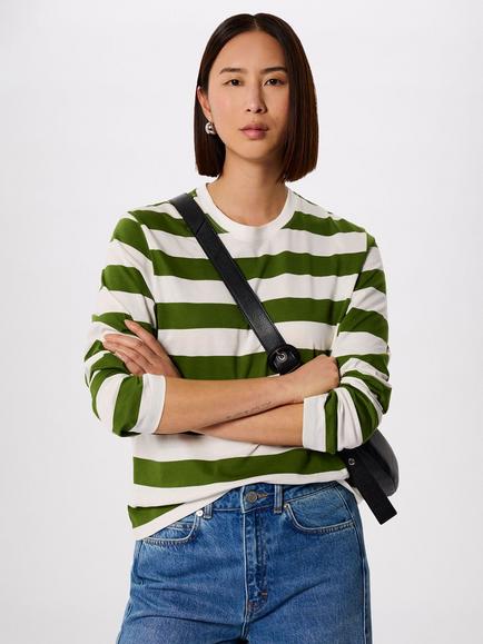 Whistles Stripe Relaxed Fit Top, Green/Multi, Green/Multi
