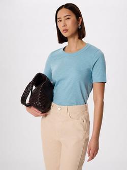 Whistles Rosa Double Trim T-Shirt, Mid Blue