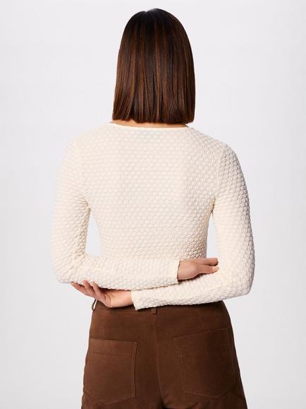 Whistles Textured Circle Top, Ivory - view 2, Ivory