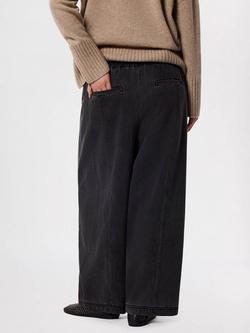 Whistles Casual Wide Barrel Leg Denim Trousers, Washed Black - view 2, Washed Black