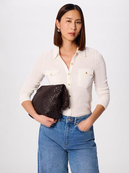 Whistles Textured Detail Long Sleeve Shirt, Ivory, Ivory