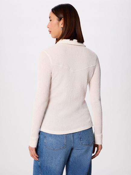 Whistles Textured Detail Long Sleeve Shirt, Ivory - view 2, Ivory