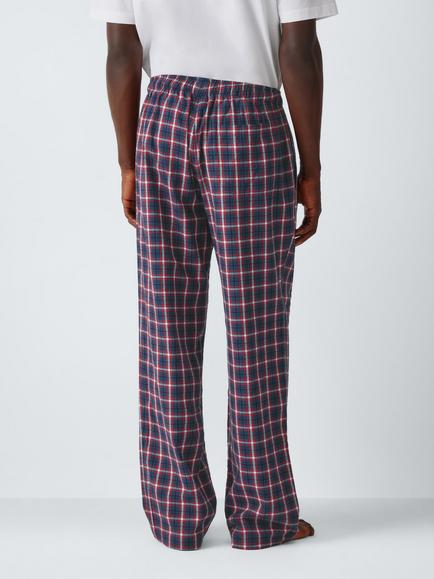 John Lewis Organic Cotton Check Pyjama Bottoms, Red Mid - view 2, Red Mid