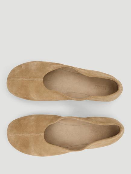 HUSH Bertie Suede Round Toe Ballerina Pumps - view 2, Tan Brown