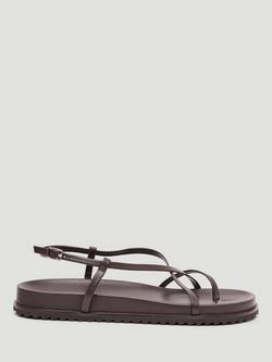 HUSH Theo Leather Strappy Footbed Sandals, Burgundy, Burgundy