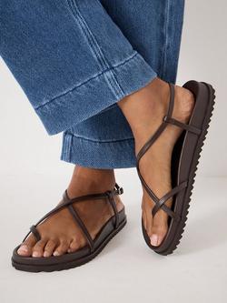 HUSH Theo Leather Strappy Footbed Sandals, Burgundy - view 2, Burgundy