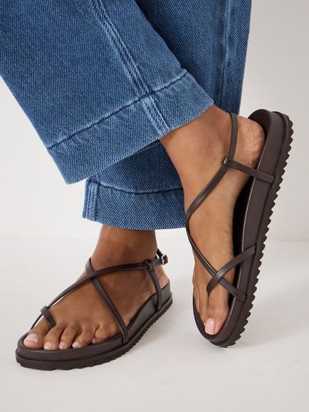 HUSH Theo Leather Strappy Footbed Sandals, Burgundy - view 2, Burgundy