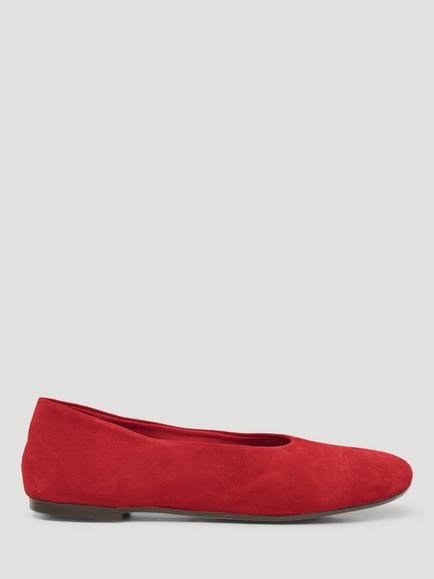 HUSH Bertie Suede Round Toe Ballerina Pumps, Red