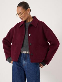 HUSH Double Faced Pure Wool Jacket, Dark Wine Red, Dark Wine Red