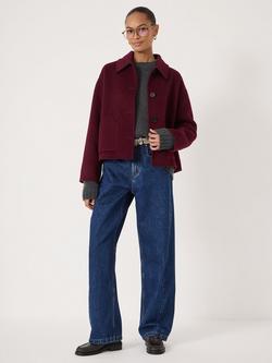 HUSH Double Faced Pure Wool Jacket, Dark Wine Red - view 2, Dark Wine Red