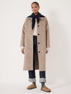HUSH Edie Double Faced Pure Wool Coat, Oatmeal Marl, Oatmeal Marl
