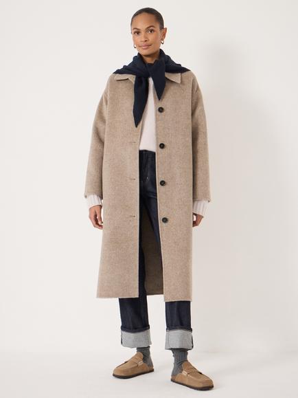 HUSH Edie Double Faced Pure Wool Coat, Oatmeal Marl, Oatmeal Marl