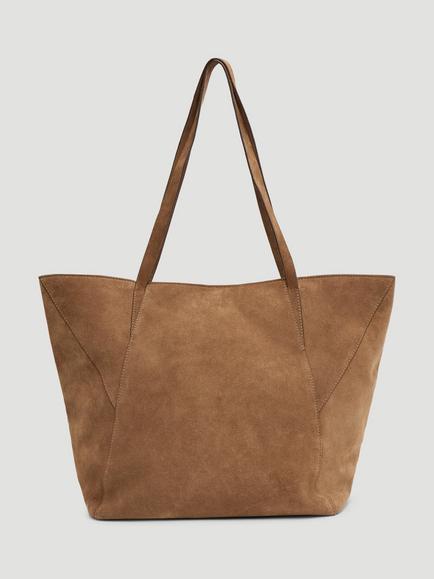 HUSH Saffie Pure Suede Tote Bag, Tan Brown