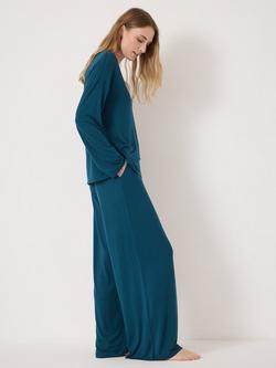 HUSH Nox Jersey Long Pyjama Set, Teal Blue - view 2, Teal Blue