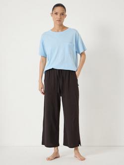 HUSH Mila Jersey Cropped Pyjama Set, Pale Blue, Pale Blue