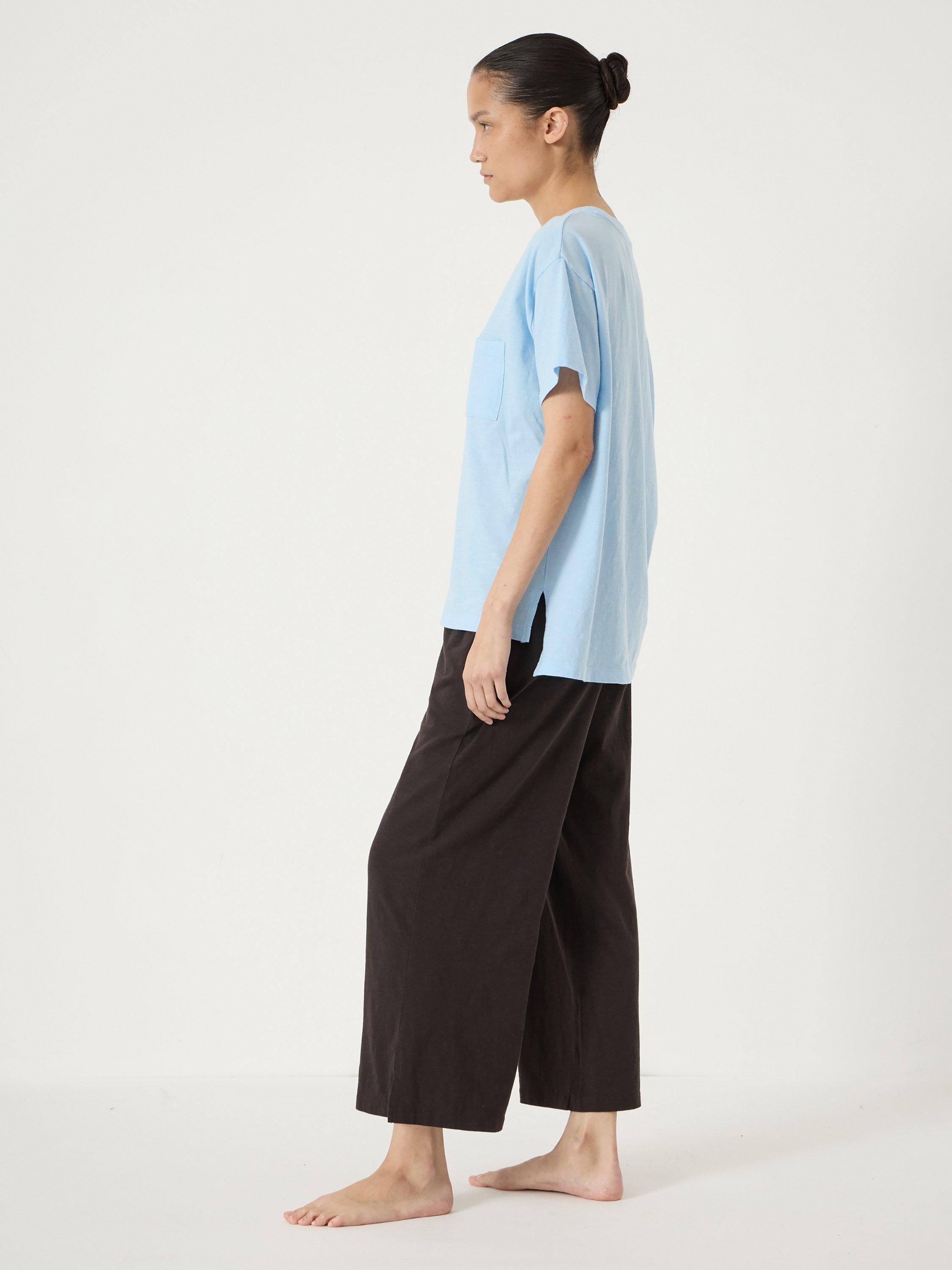 Product image 2 of 5, which shows HUSH Mila Jersey Cropped Pyjama Set, Pale Blue, L-XL