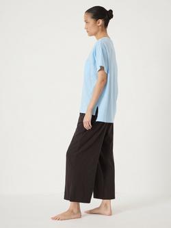 HUSH Mila Jersey Cropped Pyjama Set, Pale Blue - view 2, Pale Blue