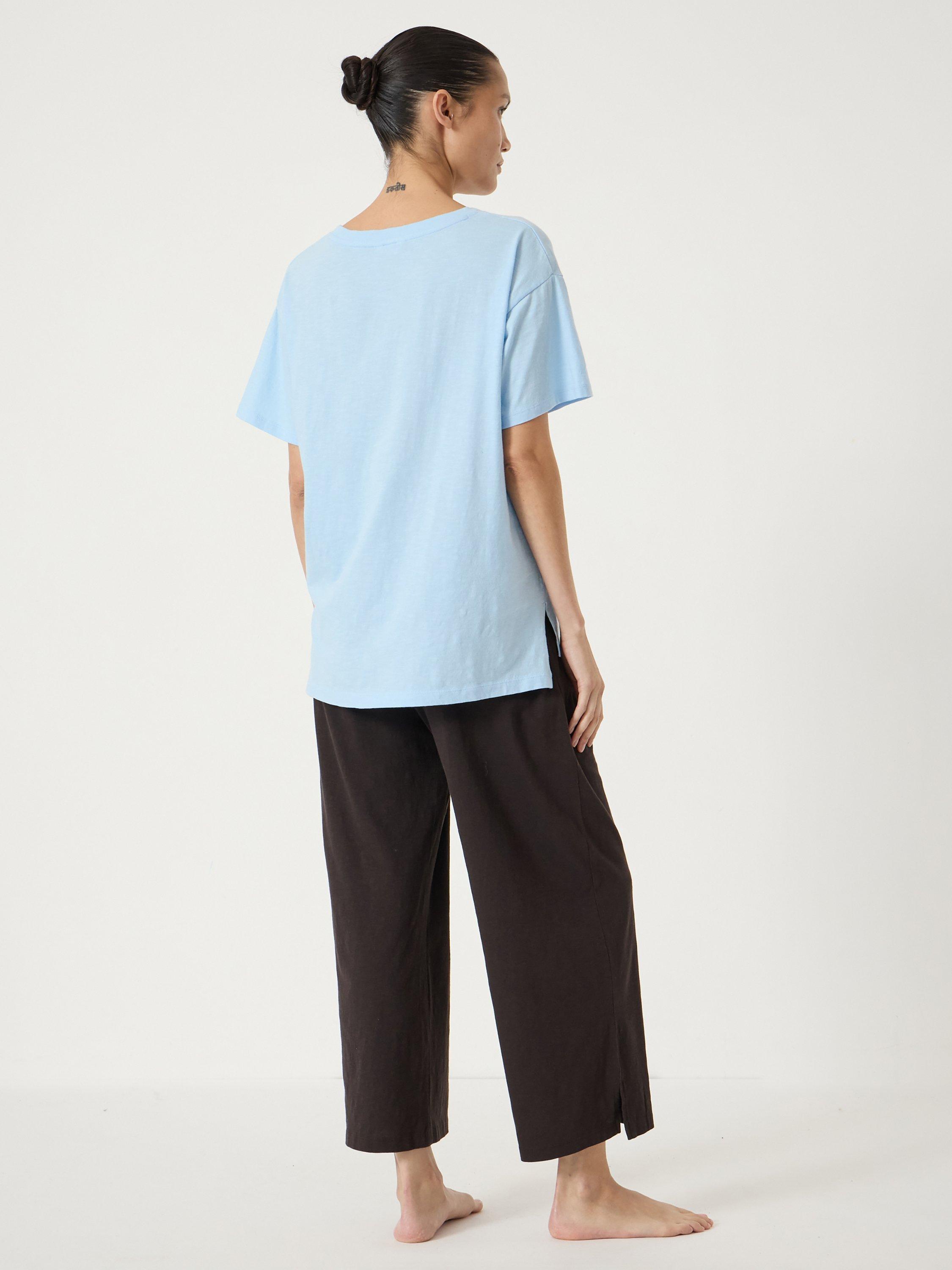 Product image 3 of 5, which shows HUSH Mila Jersey Cropped Pyjama Set, Pale Blue, L-XL