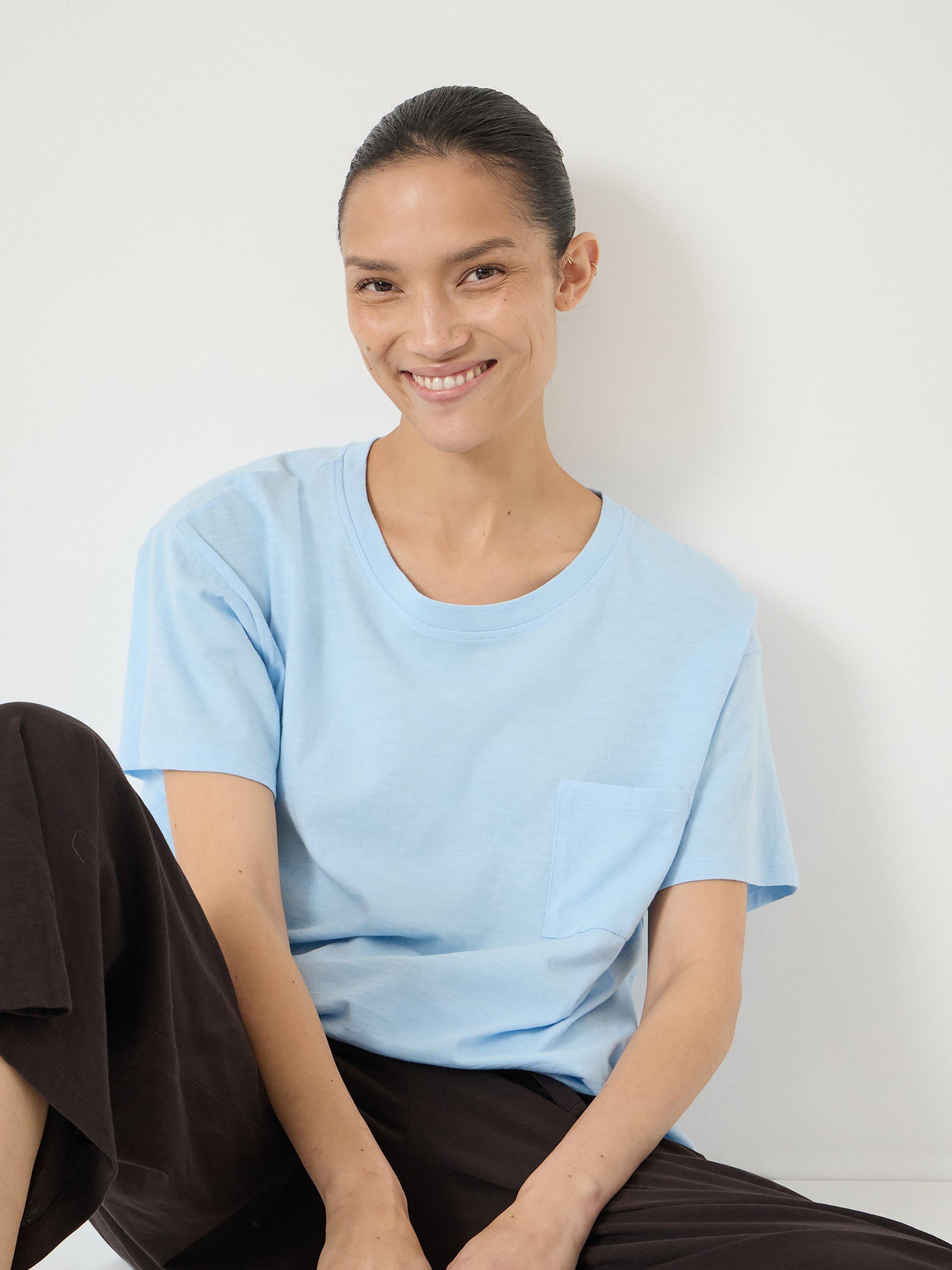Product image 5 of 5, which shows HUSH Mila Jersey Cropped Pyjama Set, Pale Blue, L-XL