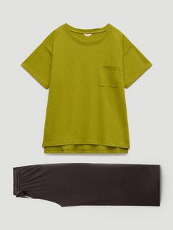 HUSH Mila Jersey Long Pyjama Set, Olive Green, Olive Green