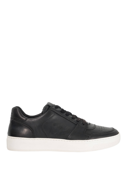 Dune London Tawly Leather Lace Up Trainers, Black