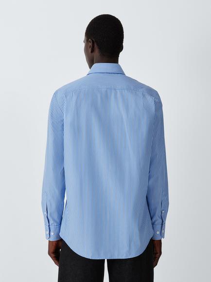 John Lewis Tailored Fit Stripe Cotton Shirt, Blue/White - view 2, Blue/White