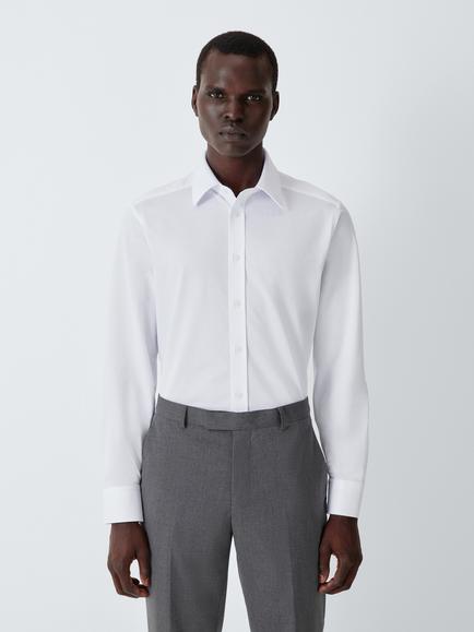 John Lewis Tailored Fit Cotton Shirt, White, White