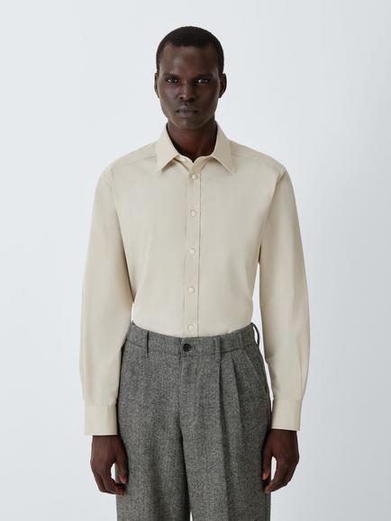 John Lewis Regular Fit Cotton Shirt, Stone