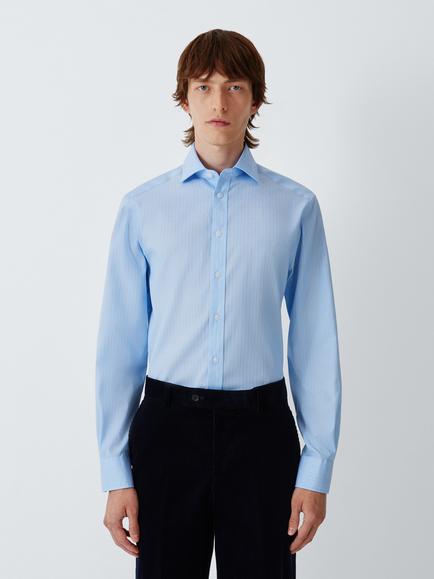 John Lewis Regular Fit Cotton Shirt, Blue Shadow Stripe, Blue Shadow Stripe