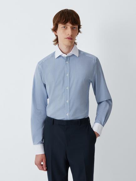 John Lewis Slim Fit Stripe Cotton Shirt, Blue Stripe, Blue Stripe