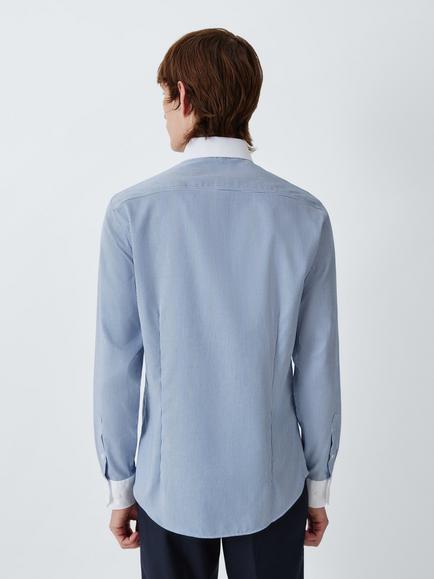 John Lewis Slim Fit Stripe Cotton Shirt, Blue Stripe - view 2, Blue Stripe